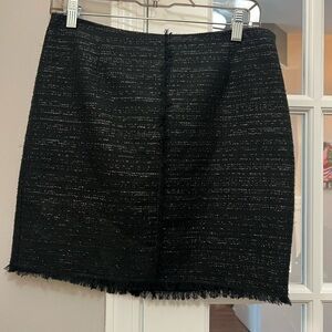 Trina Turk Black Mini Skirt with shiny thread and fringe details sz 6 EUC
